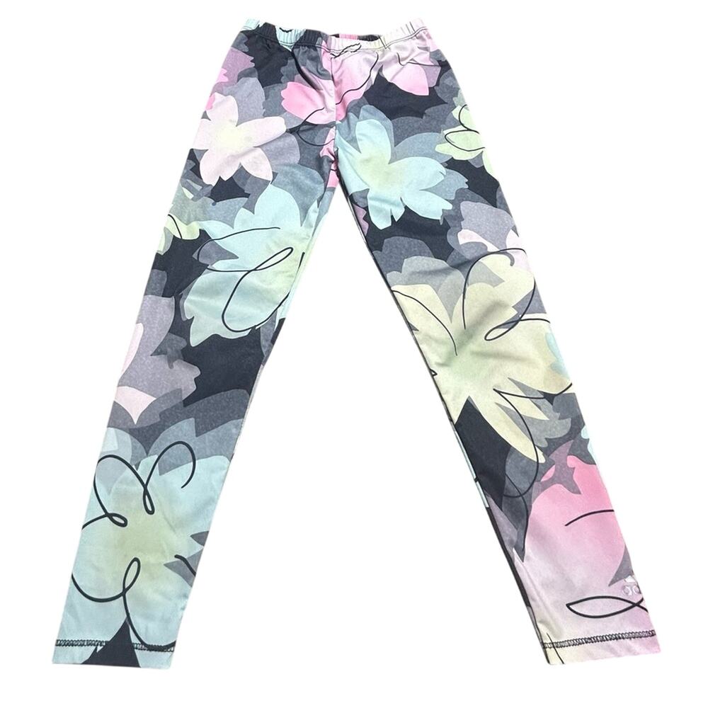 Adidas girls floral print leggings botanical pattern sz 6x